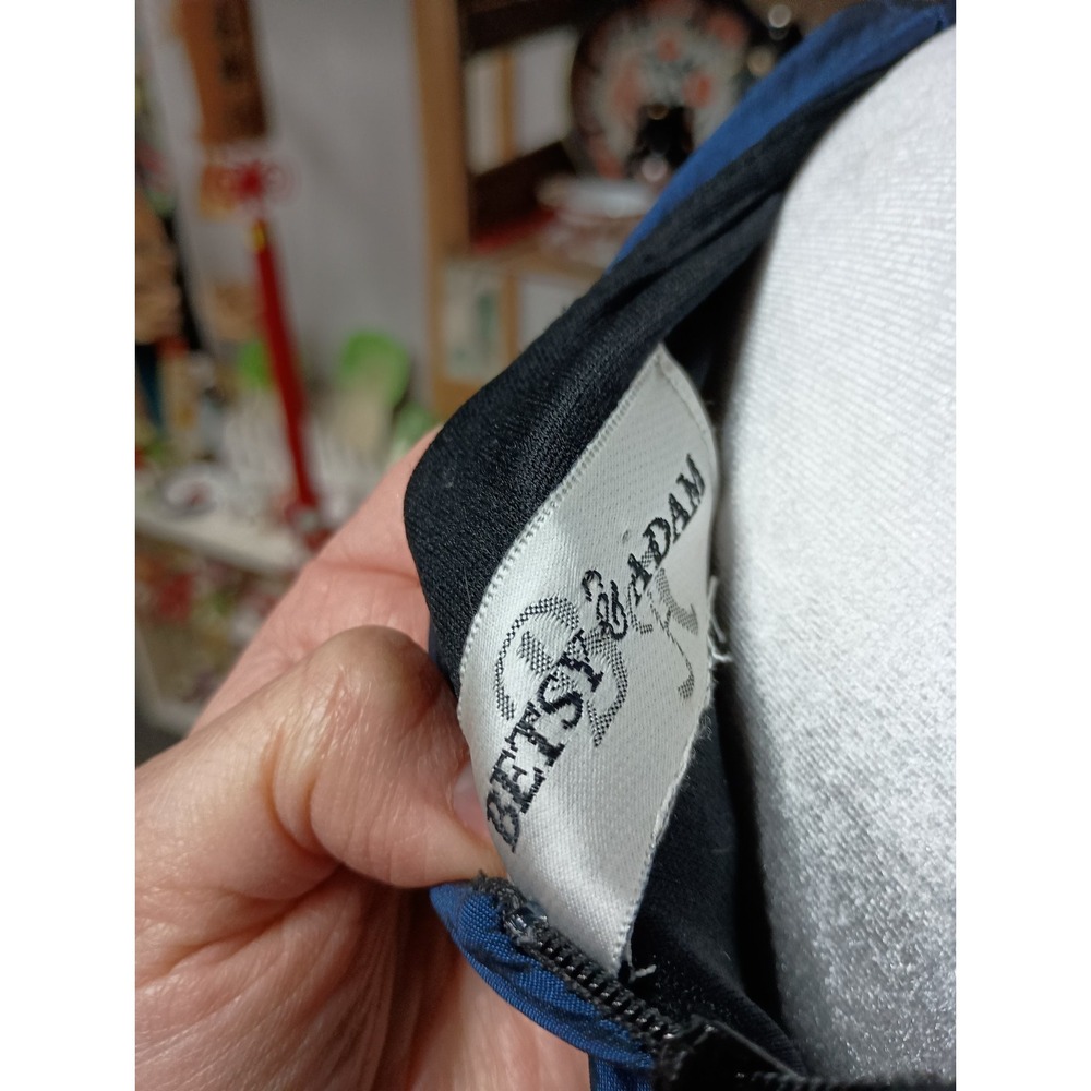 VTG Y2K Betsy & Adam Cocktail Dress Womens Small Royal Blue Babydoll Ruched - Picture 11 of 11